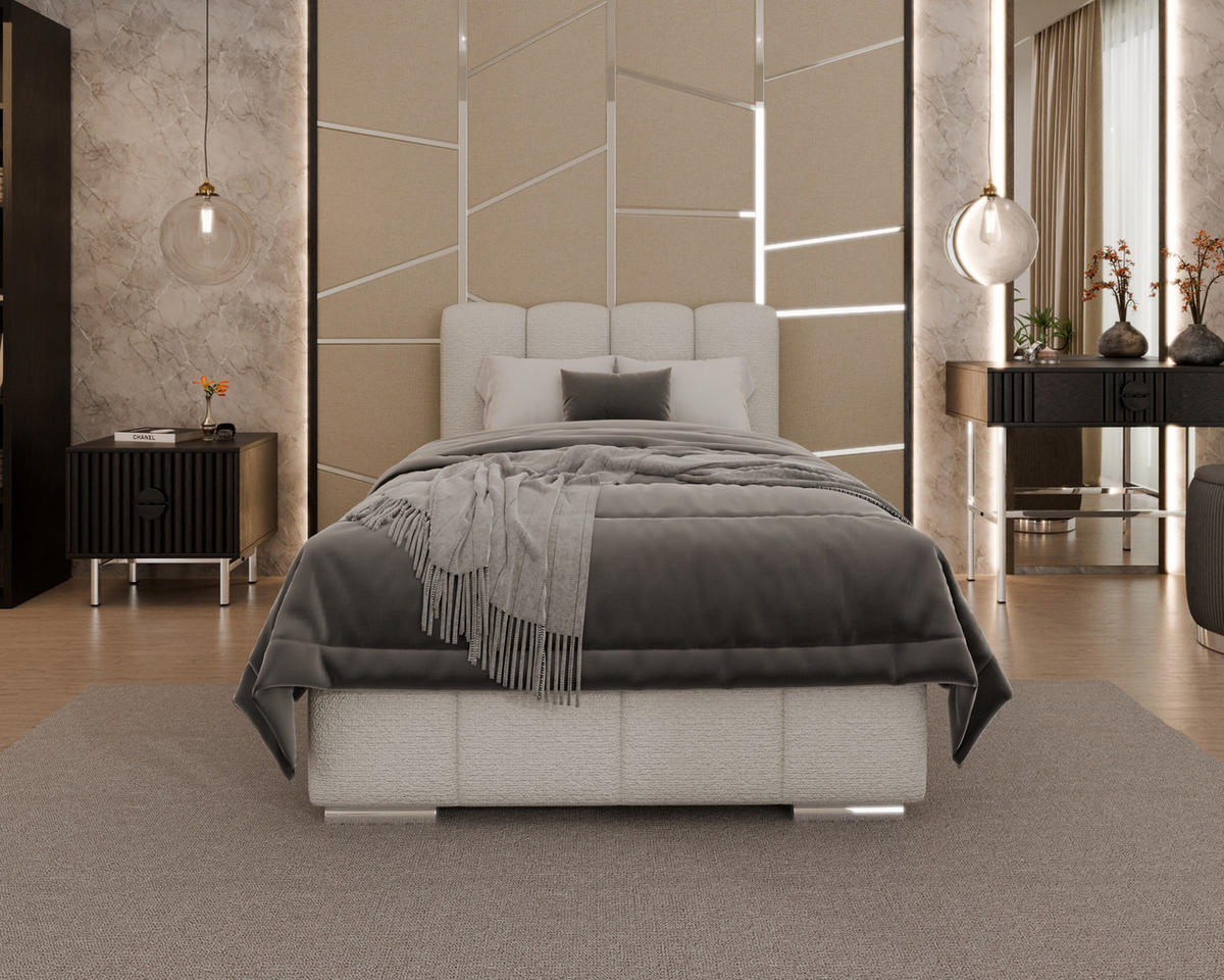 POLSTERBETT Zaira 100x200cm – Elegantes Polsterbett für modernen Wohnstil , ohne matratze, cappuccino - Cappuccino, Holz (100/200cm) - Homesy