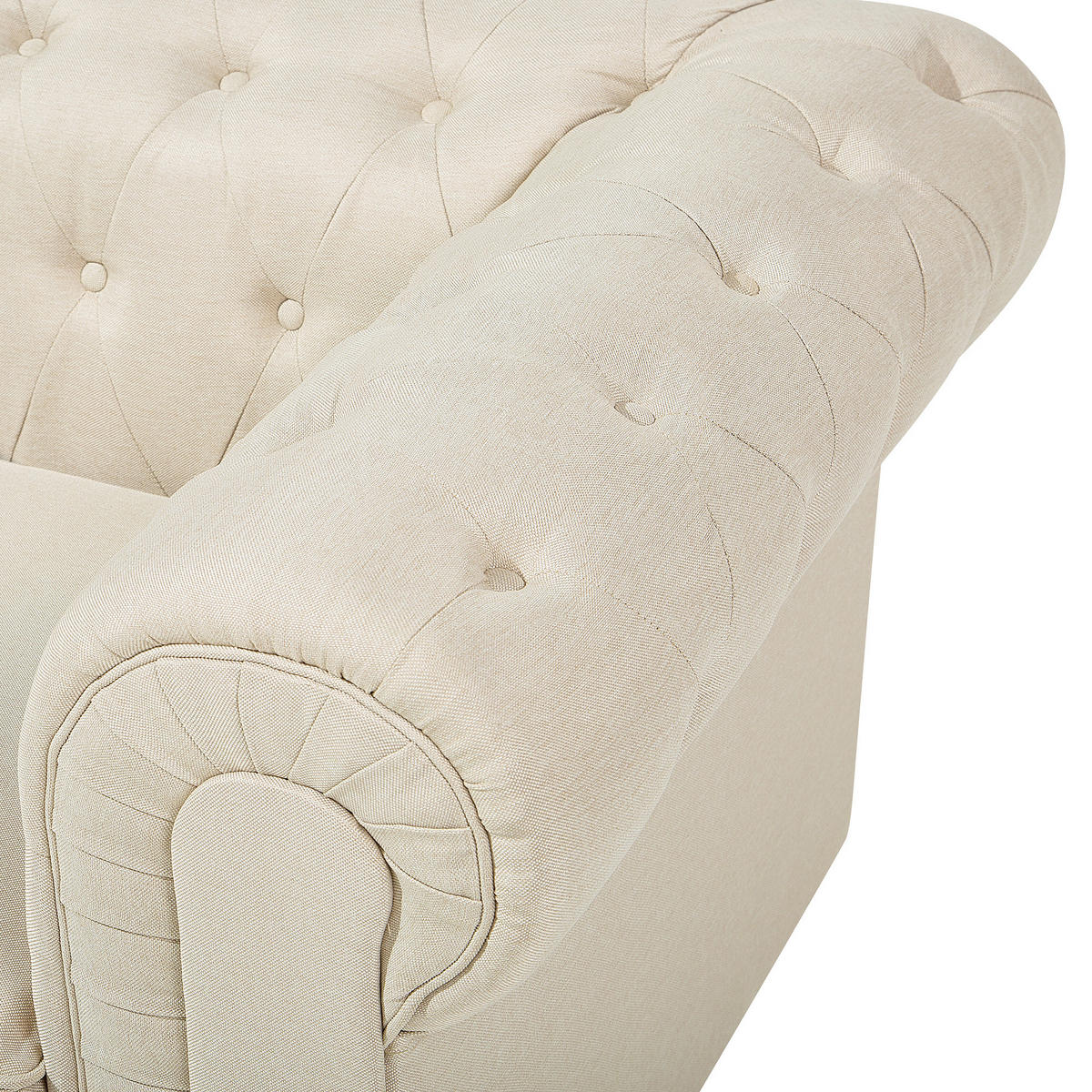 SESSEL Polsterbezug beige Chesterfield - Dunkelbraun/Beige, Textil (110/70/75cm) - Beliani