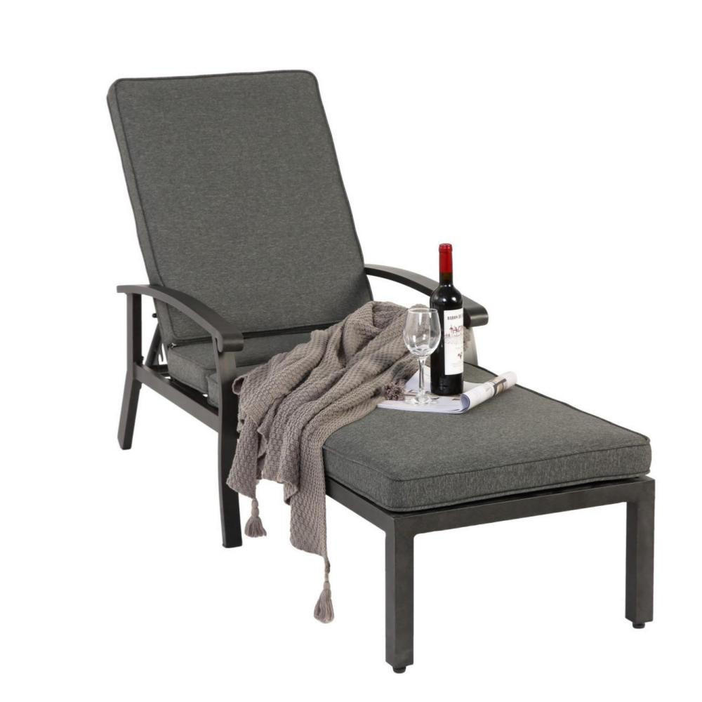 GARTENLIEGE Sonnenliege,5-Fach höhenverstellbare Rückenlehne,Grau - Grau, Metall (58/100/204cm) - LVHOM