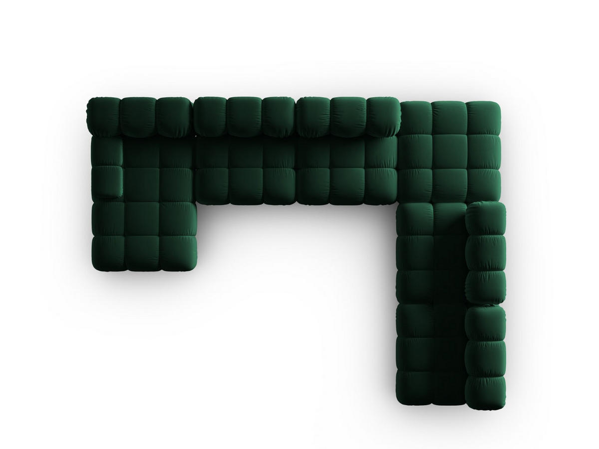MODULARES-PANORAMASOFA rechts Bellis aus Samt flaschengrün 7 Sitzplätze - Grün, Textil (282/63/379cm) - Micadoni