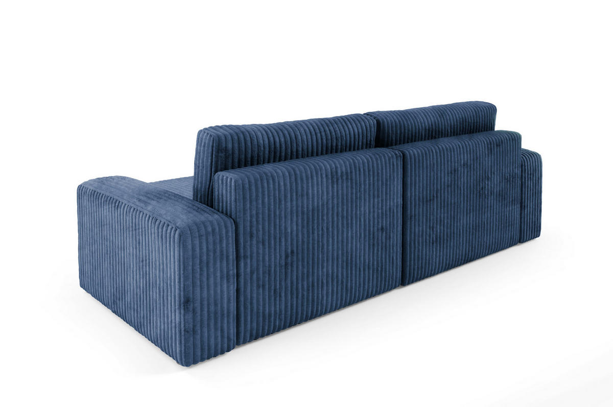ECKSOFA mit Schlaffunktion Cord Blau - Blau, Textil (244/149cm) - Furnisell