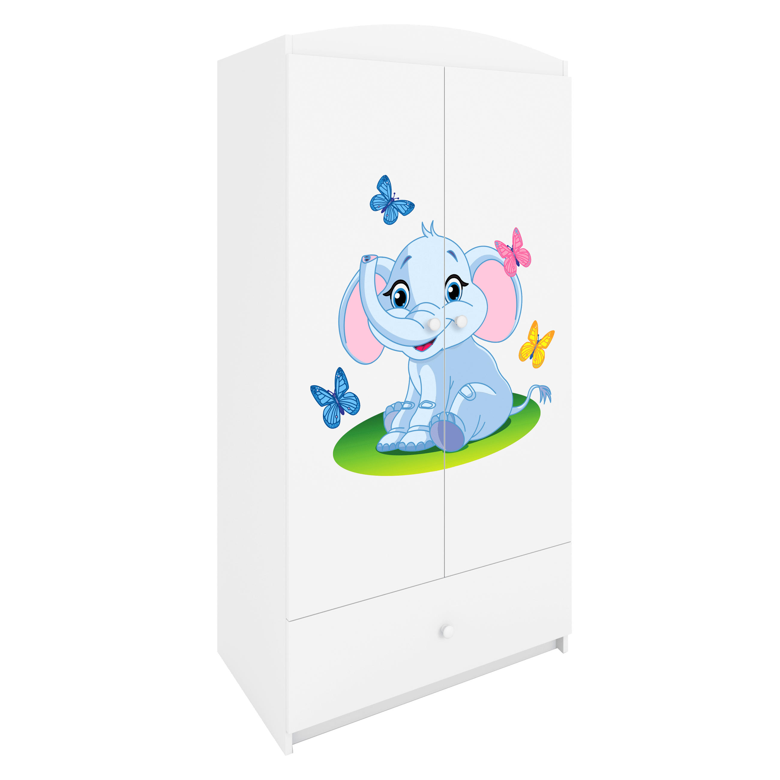 KINDERKLEIDERSCHRANK Elefant 90/175/52 - Weiß, Holzwerkstoff (90/175/52cm) - Kocot Kids