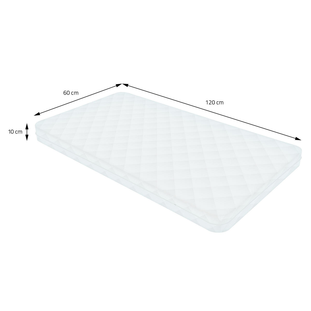 MATRACE 60x120x10 cm Testováno na škodlivé látky Certifikováno Öko-Tex 100 - bílá, textil (60/120cm) - ML-DESIGN