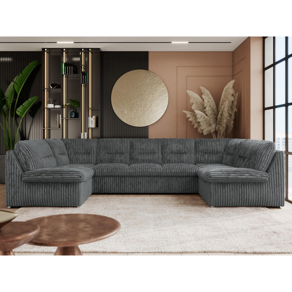 Thumbnail - MKS Wohnlandschaft, Dunkelgrau, Textil, 6-Sitzer, U-Form, 340x93x206 cm, Wohnzimmer, Sofas & Couches, Wohnlandschaften, ...