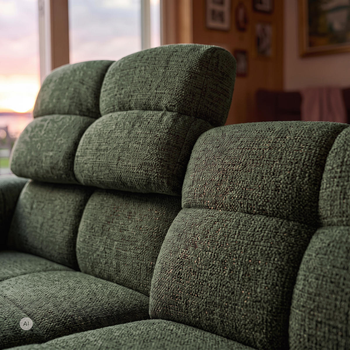 ECKSOFA TENDER Links mit Schlaffunktion und Verstellbare Kopfstützen, Chenille grün - Schwarz/Grün, Holz/Kunststoff (315/176cm) - Muffo