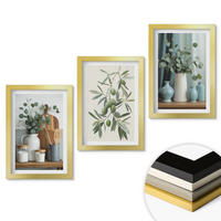 WANDBILDER 3er Set - 20x30 cm Goldrahmen - Grüne Oliven, Eukalyptus - Goldfarben, Kunststoff (20/30cm) - ArtPrintCave