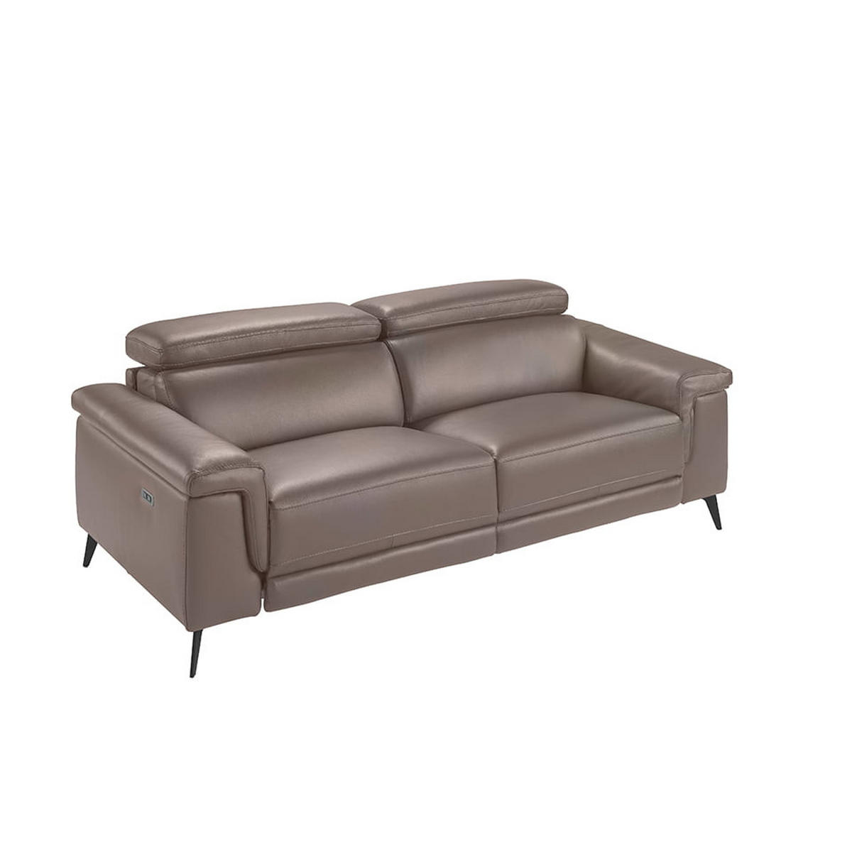 SOFA 3-SITZER Nerz Schwarz 215/103/99 cm - Taupe/Schwarz, Leder (215/99/103cm) - ANGEL CERDA