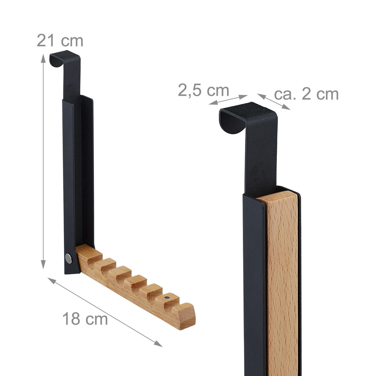 2XTÜRGARDEROBE - Multicolor, Holz/Metall (2.5/21/18cm) - Relaxdays