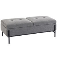 SITZTRUHE Leinenstoff-Grau-Metall - Schwarz/Grau, Textil/Metall (50/44/117cm) - HOMCOM