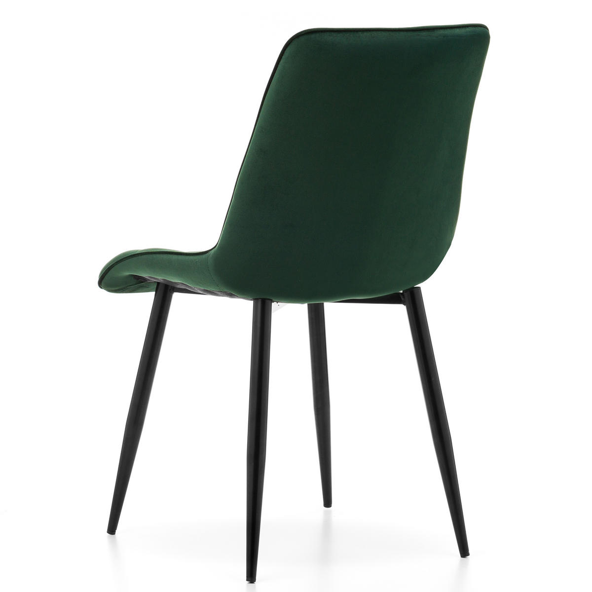 STUHL CHIC gespolsterter mit Steppung - grün - Samt Velours - Schwarz/Grün, Metall (50/88/47cm) - NEW HOME