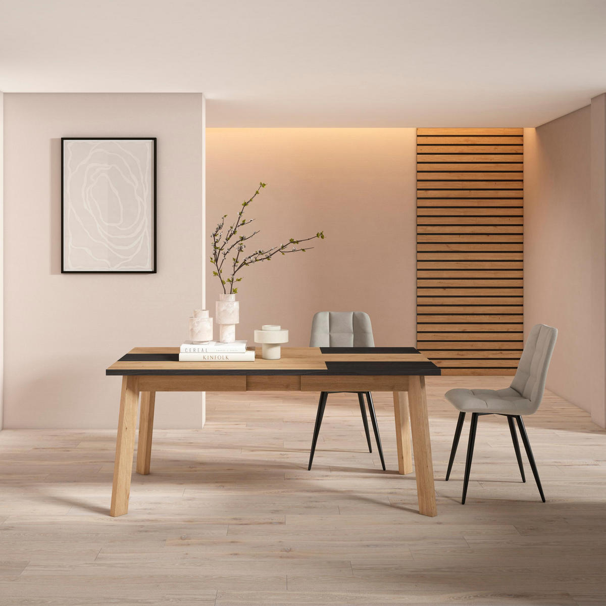 ESSZIMMERTISCH für 8 Gäste, eiche, schwarz, 167/90/75cm - Eichefarben/Schwarz, Holzwerkstoff (90/167/75cm) - Skraut Home