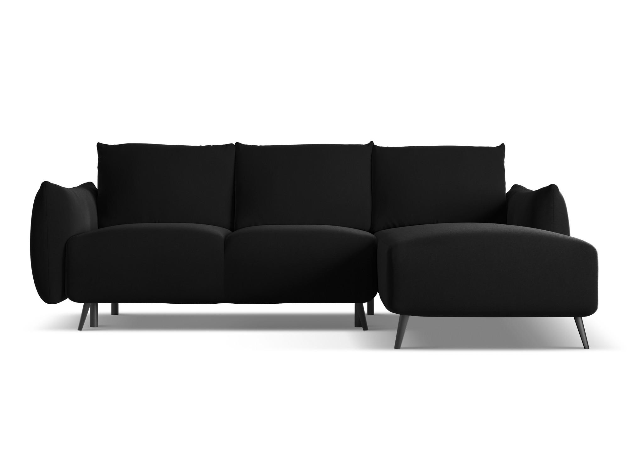 ECKSOFA mit Schlaffunktion Samt Stoff Schwarz - Schwarz, Textil/Metall (242/162cm) - Makamii