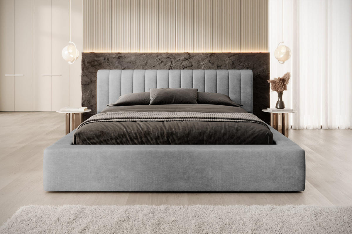 POLSTERBETT aus Polyester Vurmat 140x200 cm, Grau - Grau, Textil (140/200cm) - Fedve