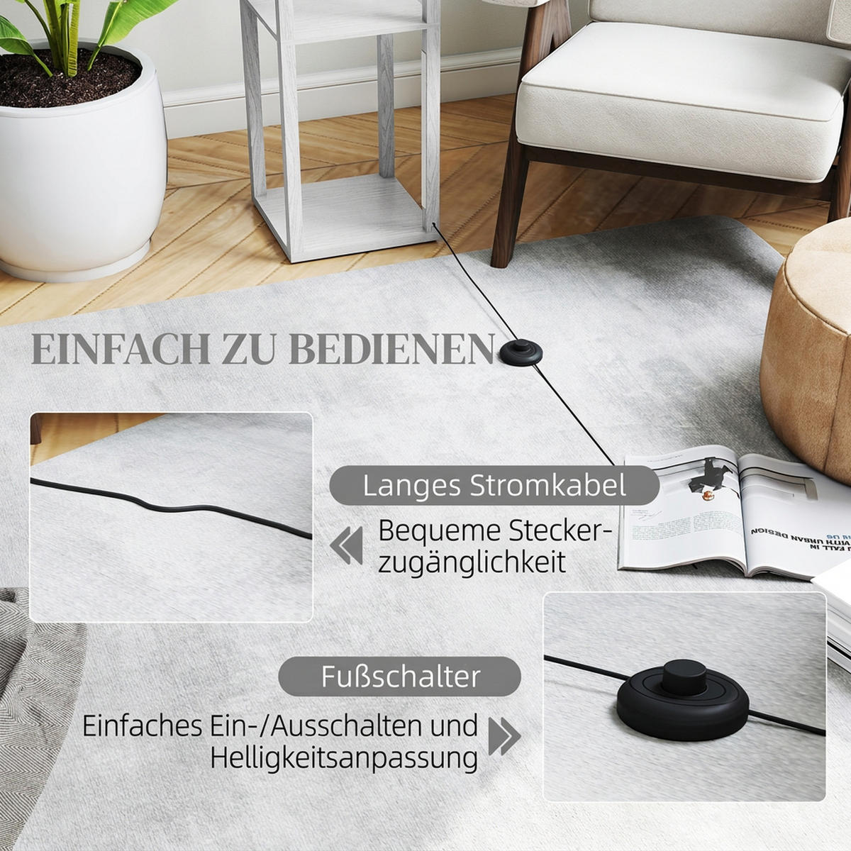 STEHLAMPE MDF Kunststoff Weiß - Weiß, Holzwerkstoff (29/29/163cm) - HOMCOM