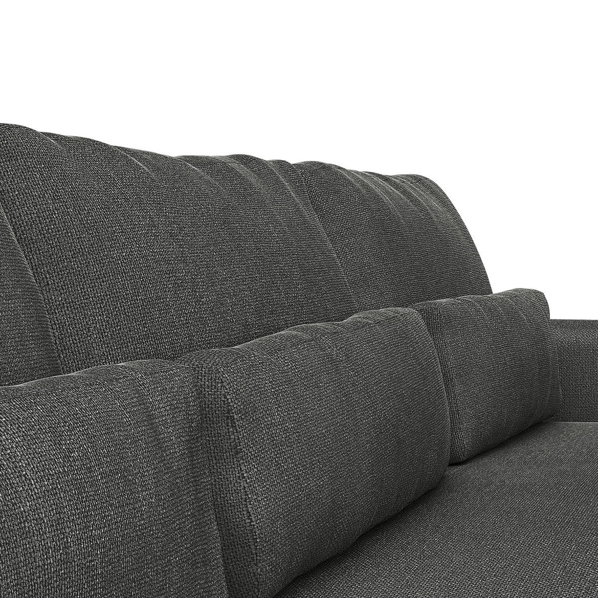 ECKSOFA mit XXL-Longchair - Schwarz/Grau, Kunststoff/Textil (323/182cm) - home24