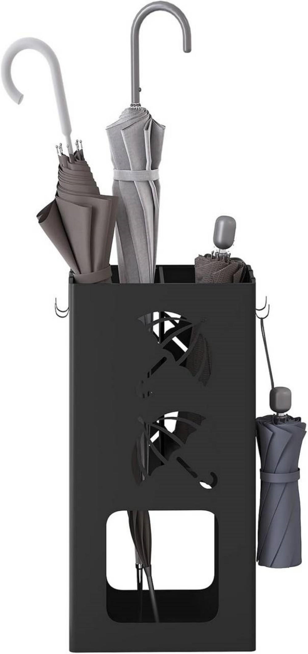 SCHIRMSTÄNDER 2 Slots, 4 Haken, Metall , Anthrazit - Anthrazit, Metall (25/49/15cm) - Woltu