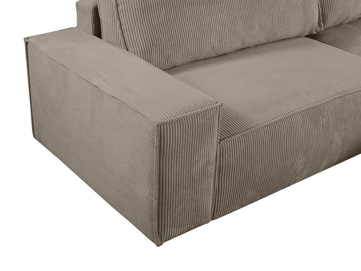 ECKSOFA mit Schlaffunktion - Ecke rechts - Cord - Taupe - AMELIA - Taupe, Textil (267/167cm) - Vente-Unique