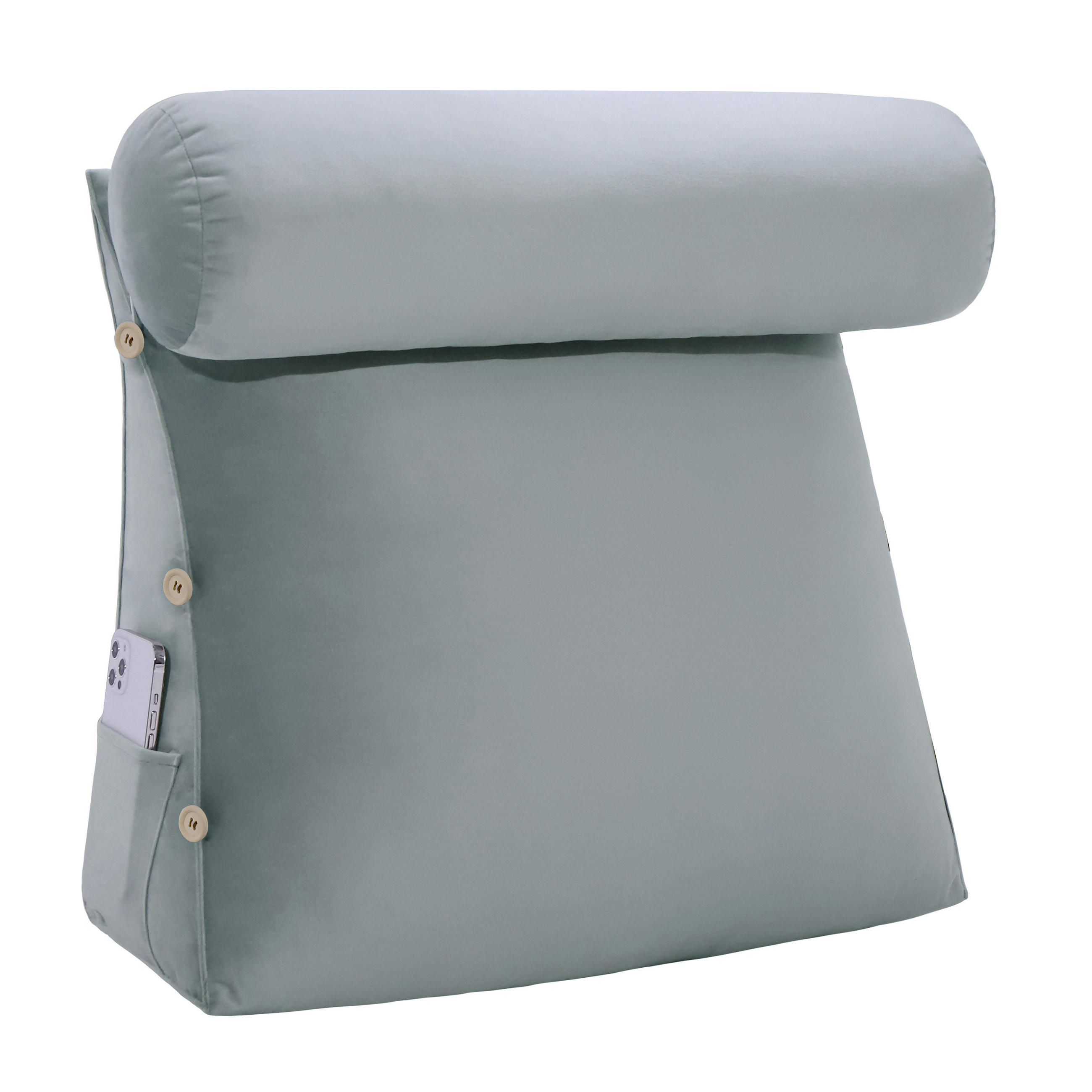 KEILKISSEN mit Nackenrolle Samtlook Grau 60 cm - Grau, Textil (50/60cm) - Vercart