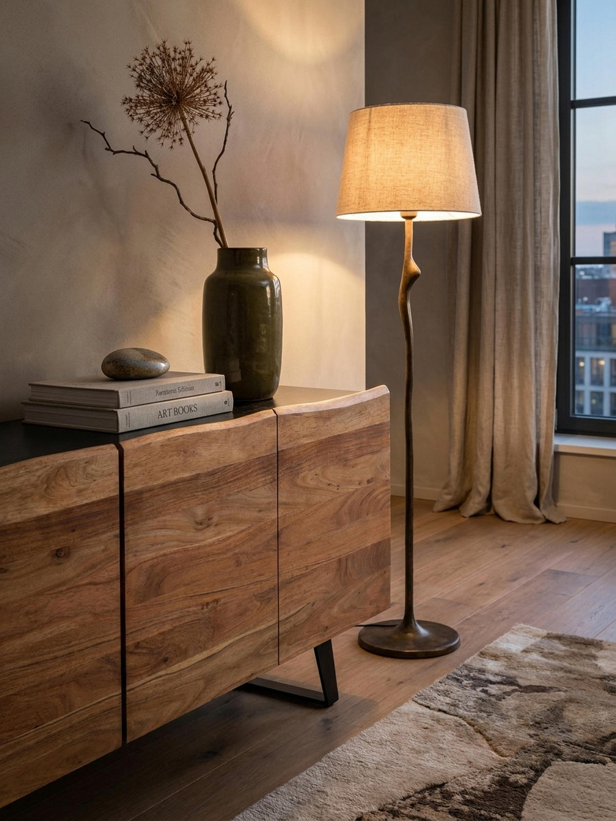 SIDEBOARD – Akazie Massivholz, 180x75x45 cm, mit Baumkante, Türen, Metallbeine - Schwarz, Holz/Metall (180/75/45cm) - KADIMA DESIGN