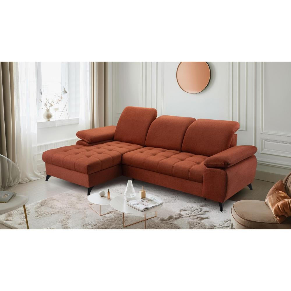 ECKSCHLAFSOFA Bello dunkelrot links - Schwarz/Dunkelrot, Textil (265/156cm) - Beautysofa