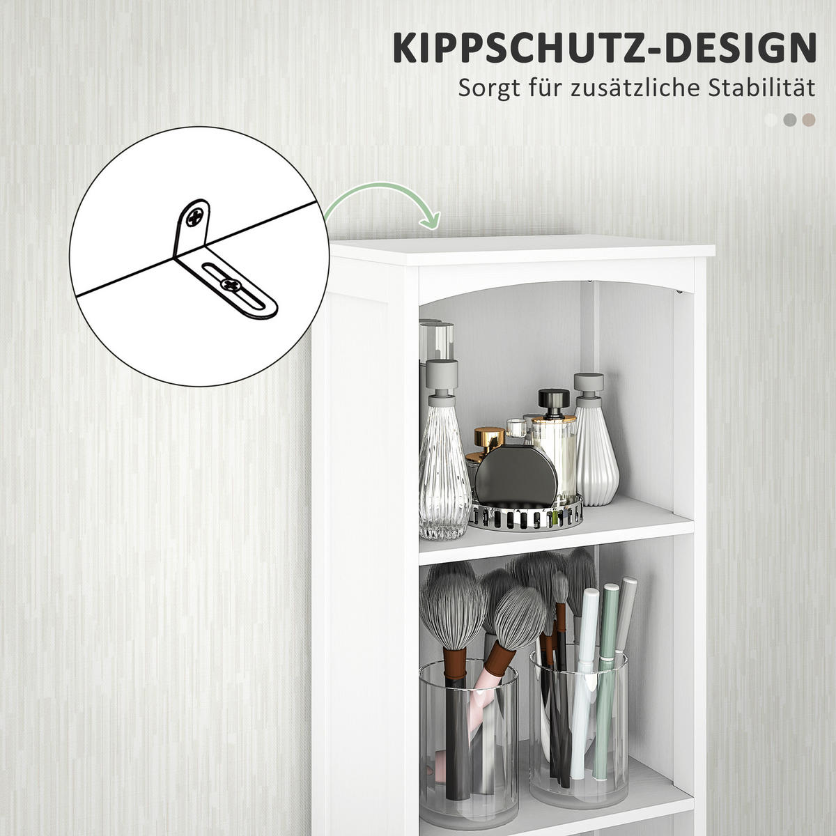 HOCHSCHRANK mit 3 Regalen, 1 Schublade, Weiß, 34x24x170,5cm - Weiß, Holz (34/170.5/24cm) - HOMCOM
