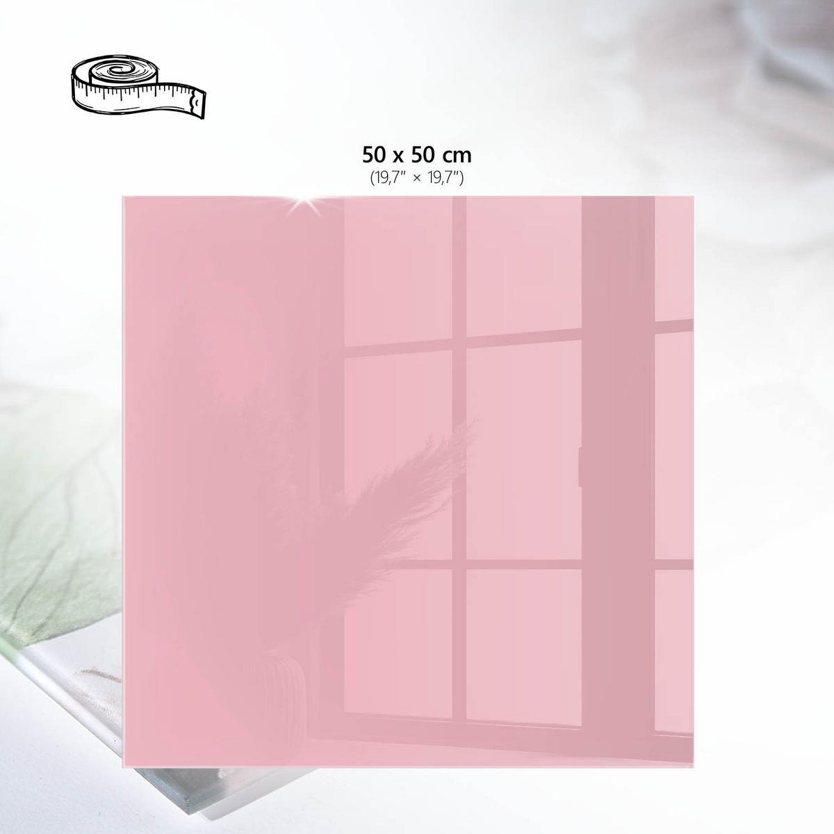 TISCHPLATTE 50x50 cm – Hellrosa - Grün, Glas (50/50/0.4cm) - Wallfluent