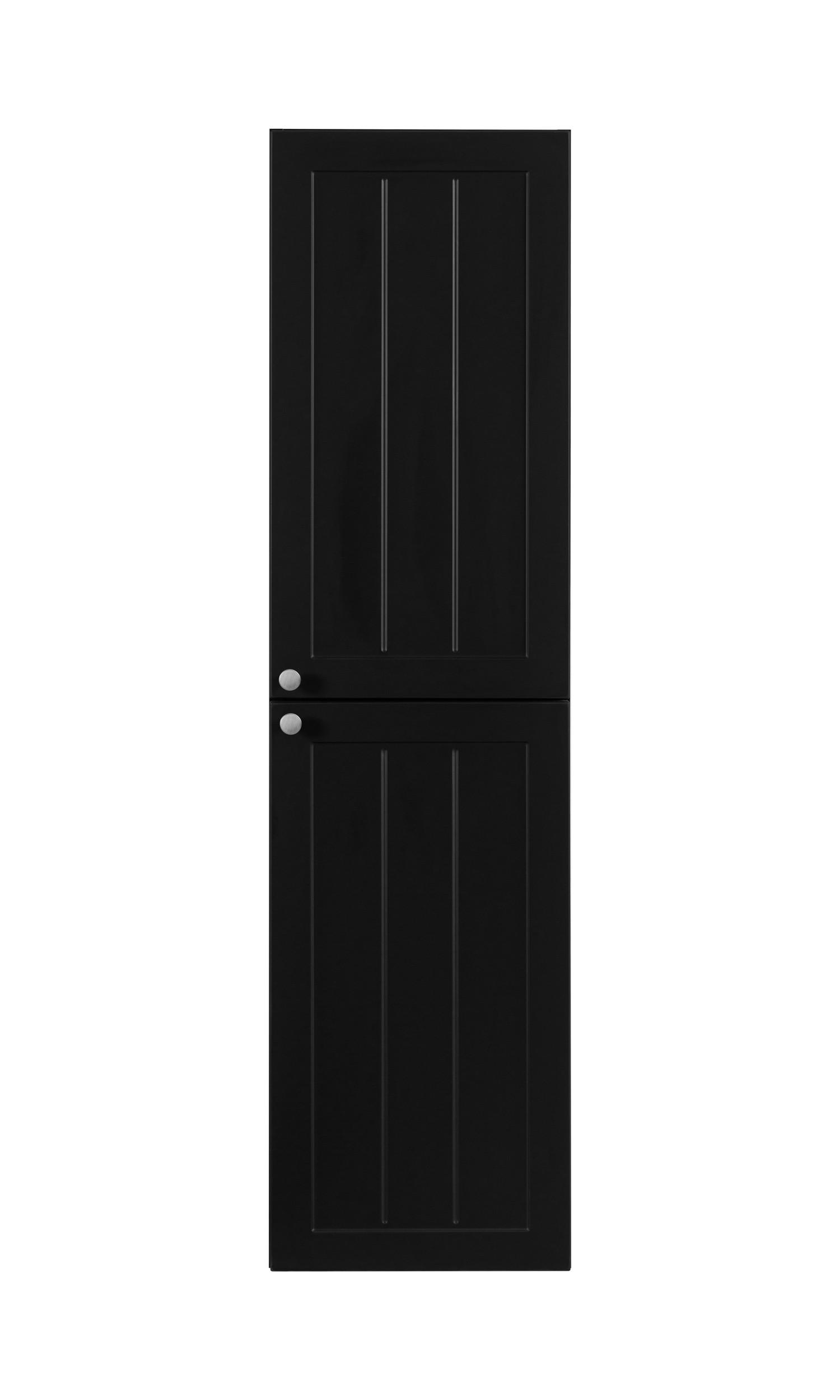 BADEZIMMERSCHRANK, schwarz, 35 x 136 x 27 cm, silberner Griff - Silberfarben/Schwarz, Holzwerkstoff/Metall (35/136/27cm) - 3XE LIVING