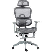 KANCELÁŘSKÁ židle 66/64/114-122 cm šedá z polyesteru s nastavitelnou opěrkou hlavy a podnožkou - šedá, plast (64/122/66cm) - OKWISH