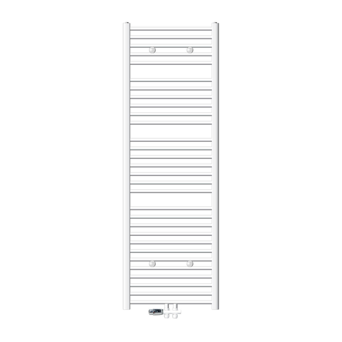 BADHEIZKÖRPER Sahara 600x1800 mm Weiß gerade mit Ventil Durchgang - Weiß, Metall (60/180/3cm) - LuxeBath