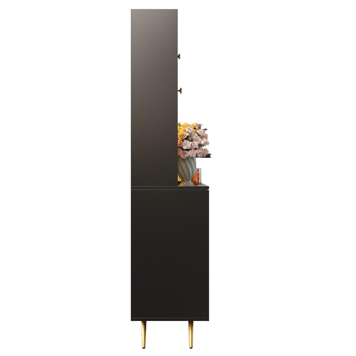 GESCHIRRSCHRANK aus MDF+Glas 120x40x176cm in Schwarz mit LED & Steckdose - Schwarz, Holzwerkstoff (120/176/40cm) - Modfu