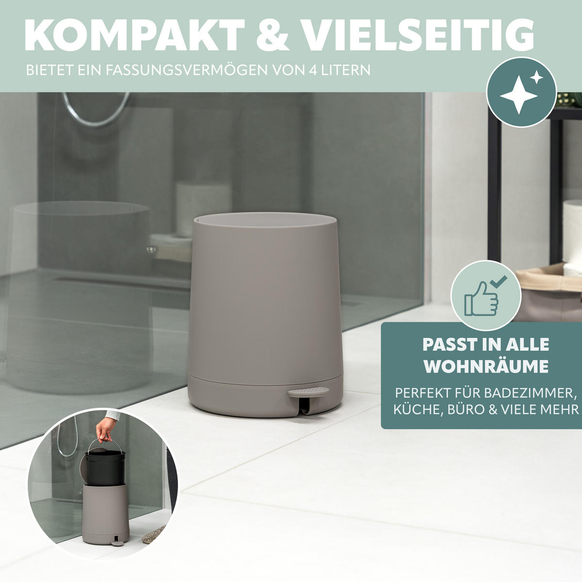 BAD-ACCESSOIRES-SET TESERO, Soft-Touch, braun - Braun, Kunststoff (22.5/25.5/25cm) - eluno
