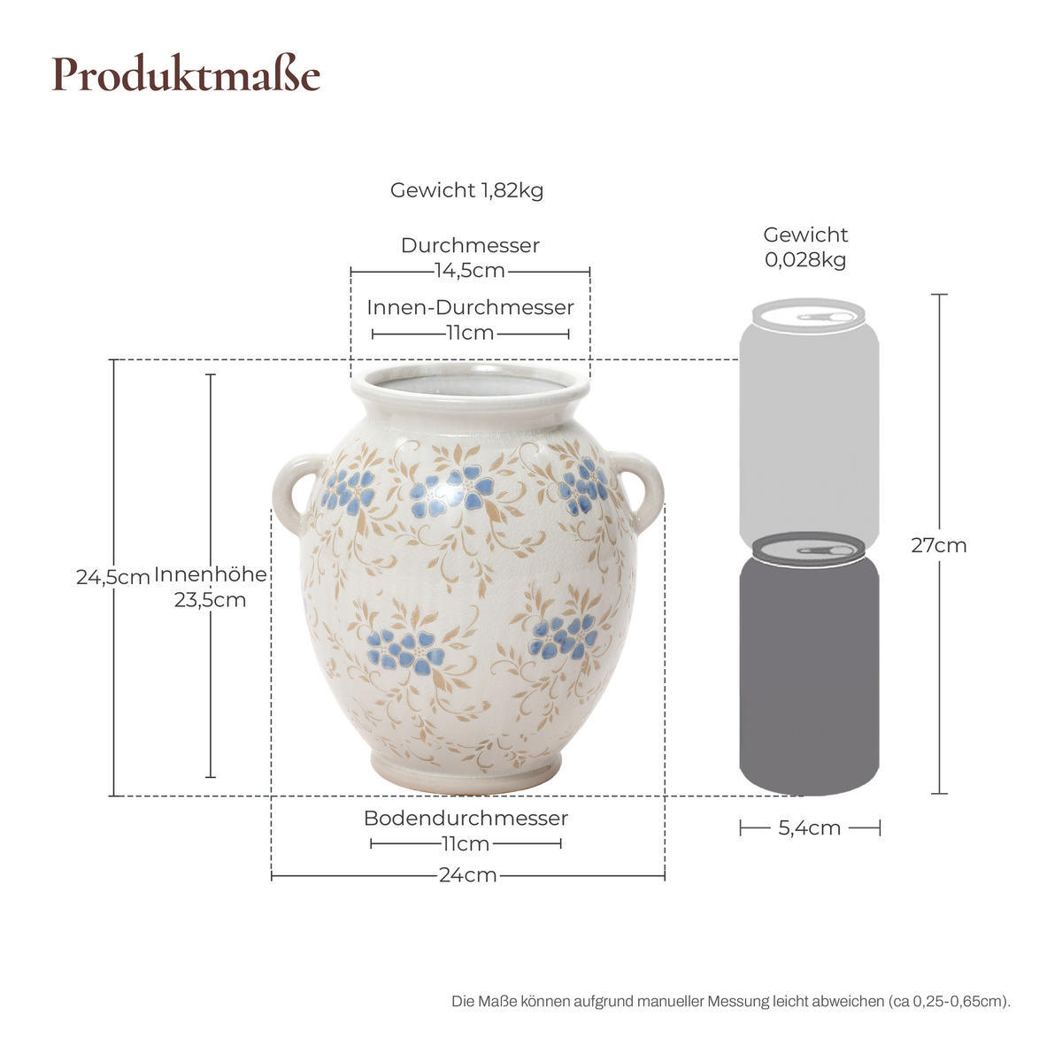 VASE HTD0417 - Weiß, Keramik (24.5cm) - Hometopia