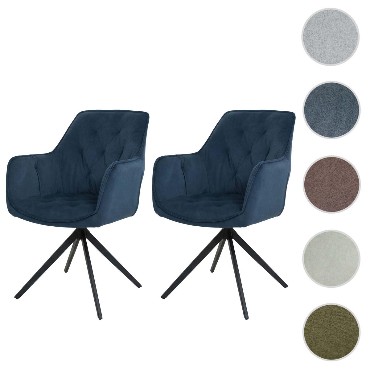 ESSZIMMERSTUHL Blau 2er-Set - Blau, Textil (55/87/60cm) - MCW