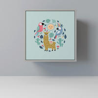 SIDEBOARD COLORFUL ALPACAS, Grau, 57,5x42x57,5 cm, Ohne Füße - Multicolor/Grau, Holzwerkstoff (57.5/57.5/42cm) - SpaceRebels