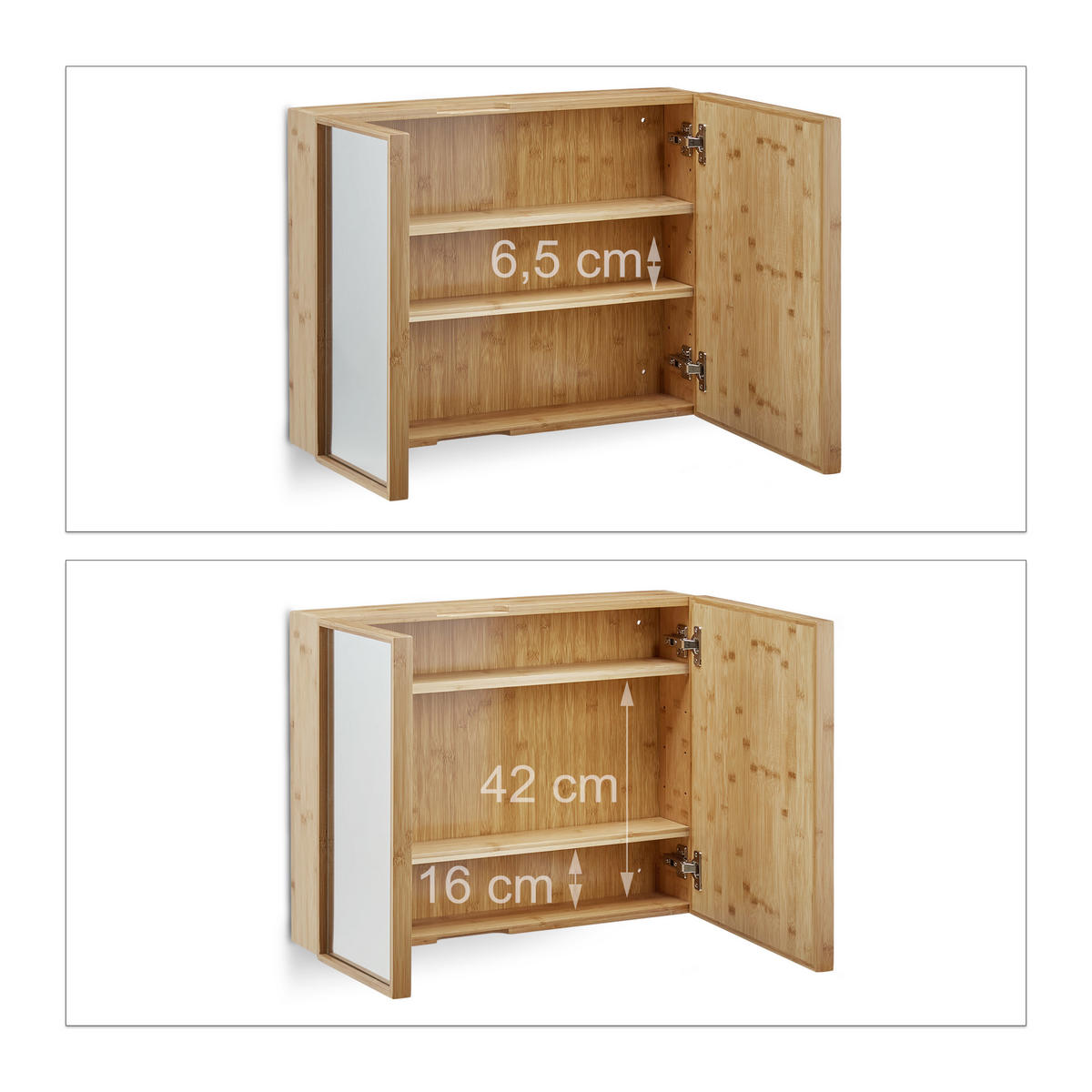 SPIEGELSCHRANK - Multicolor, Holz (65/50.5/14cm) - Relaxdays