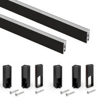 GARDEROBENSTANGEN Luxe, 1,15m mit Halterungen, Aluminium und Kunststoff, Tiefschwarz lackiert, texturiert 2er-set - Schwarz, Metall (120cm) - EMUCA