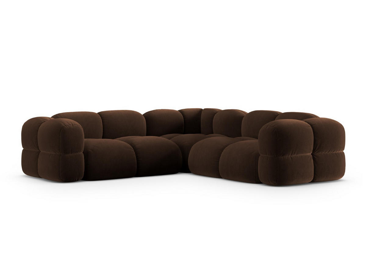 ECKSOFA Loretto aus Samt Schokolade 4 Sitzplätze - Dunkelbraun, Textil (250/250cm) - Cosmopolitan Design