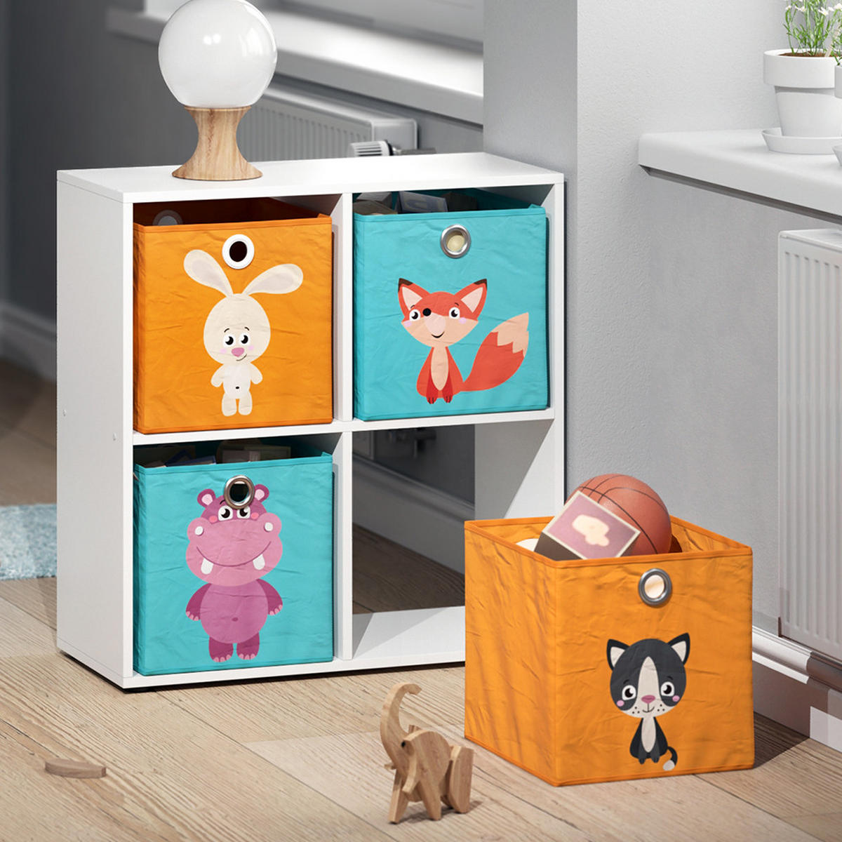 FALTBOX Orange/Blau 30 x 30 cm 2er Set - Blau/Orange, Wellpappe (30/30cm) - Vicco