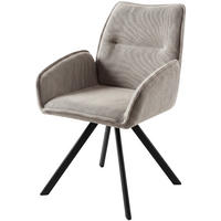 DREHSTUHL Zerra im Geflechtstoff mit Metallbeinen, Beige - Beige/Schwarz, Metall (55/87/46cm) - Beautysofa