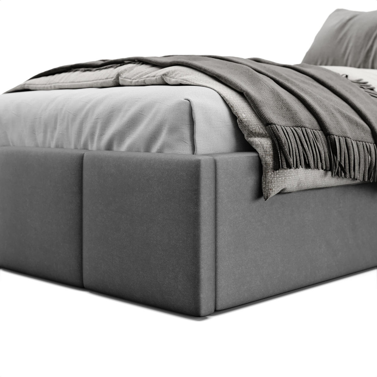 POLSTERBETT für Schlafzimmer Bett mit Stauraum Graphit 90x200cm - Graphitfarben, Holzwerkstoff/Textil (90/200cm) - Muralo