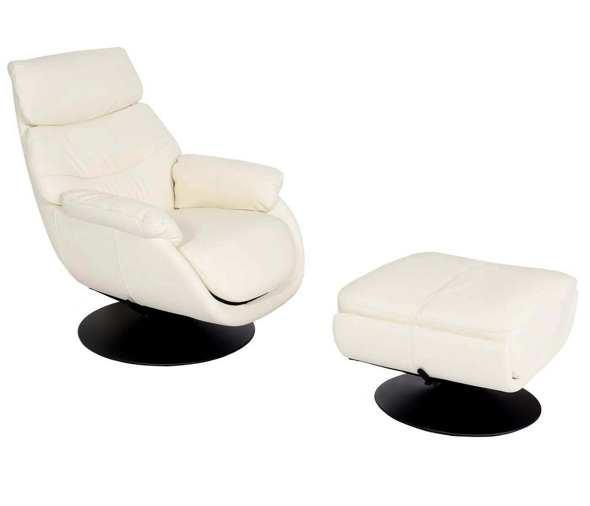 RELAXSESSEL MIT HOCKER Cremeweiß - Weiß, Textil (78/99/80cm) - MCW