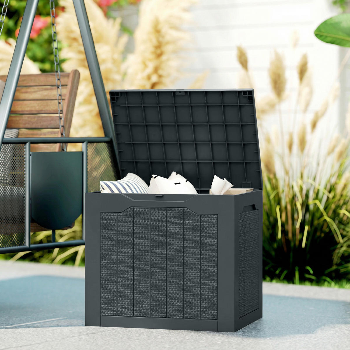 KISSENBOX DE-18685 93 L mit versenkten Griffen Dunkelgrau - Dunkelgrau, Kunststoff (41/50/56cm) - ComfortXL