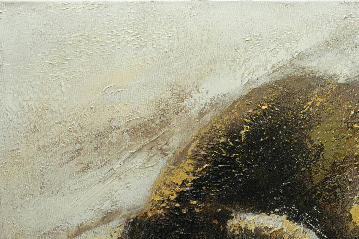 ACRYLBILD HANDGEMALT 80/80 cm - Weiß/Braun, Holz/Textil (80/80cm) - KUNSTLOFT