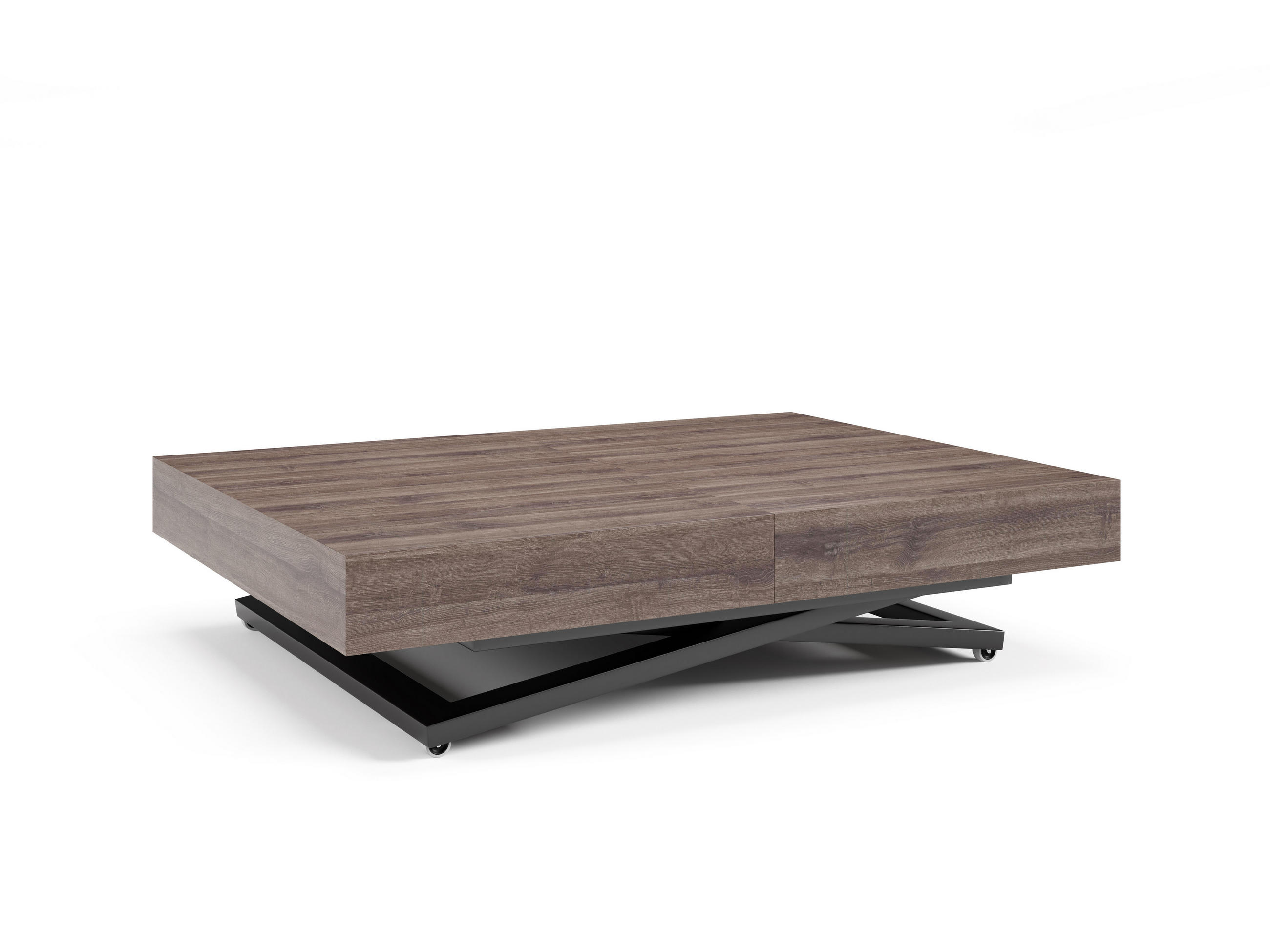 COUCHTISCH SANNA U - Anthrazit/Schwarz, Holzwerkstoff/Metall (80/120/27cm) - Meblini