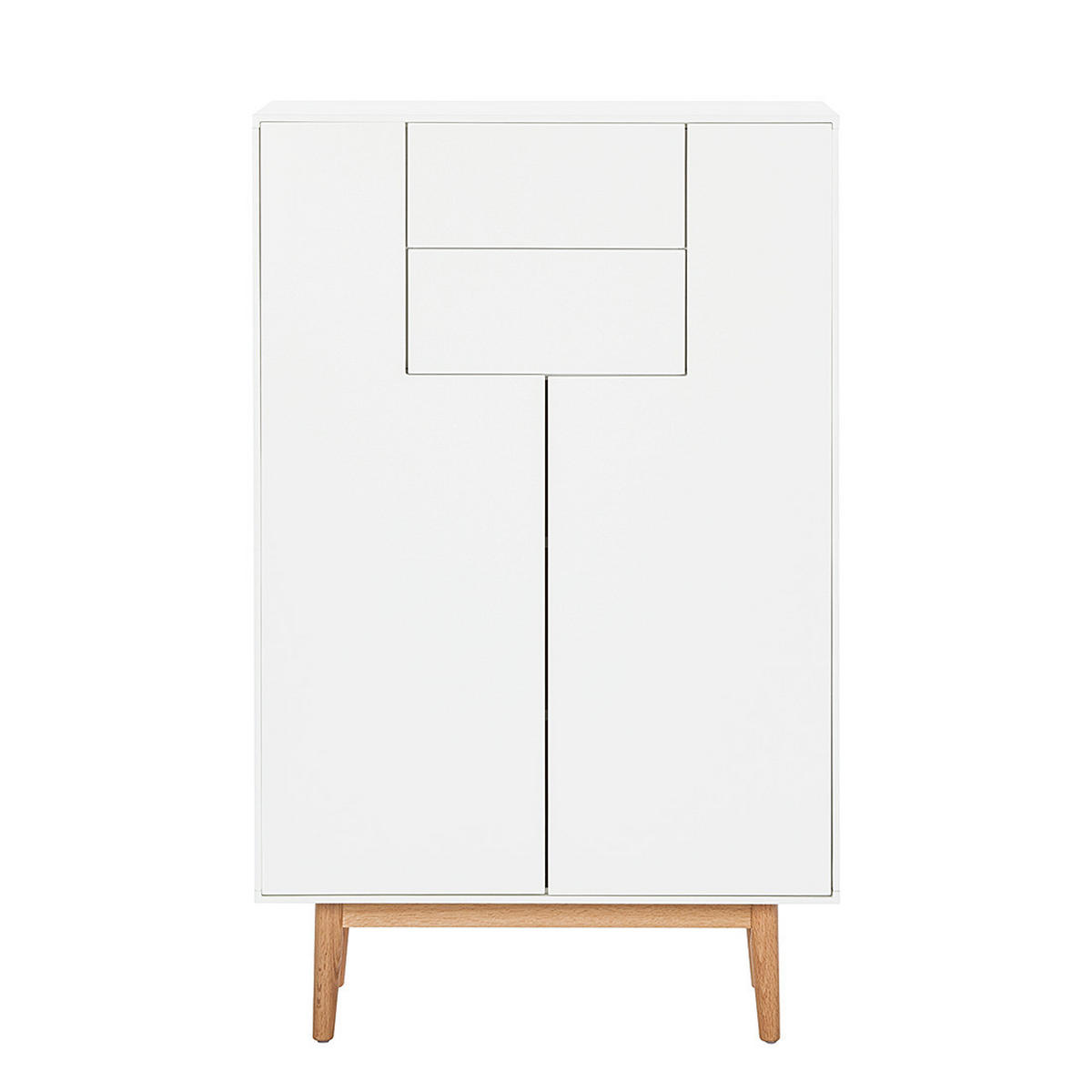 HIGHBOARD mit 2 Schubladen - Eichefarben/Weiß, Holzwerkstoff (80/128/45cm) - home24
