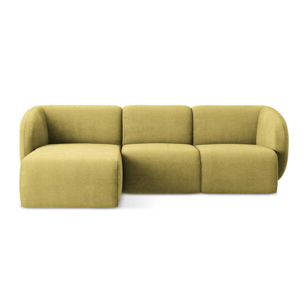 ECKSOFA Links Chenille Stoff Grün - Limette/Schwarz, Holzwerkstoff/Kunststoff (248/166cm) - LaMiaSofa