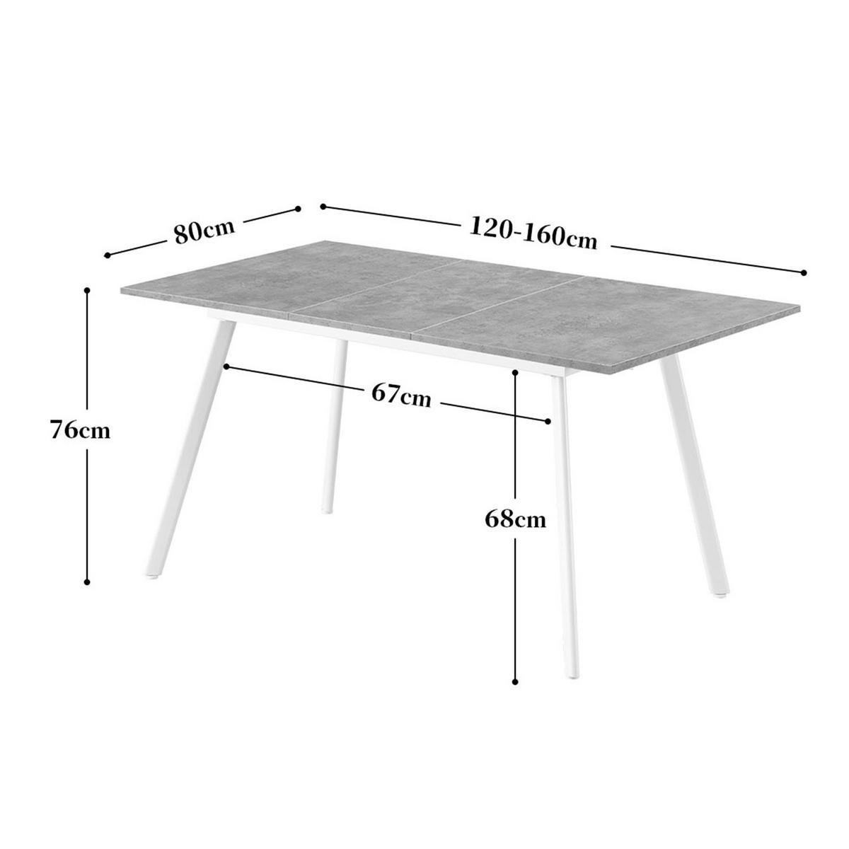 ESSTISCH OSKAR 120-160/80/76 cm Beton - Anthrazit, Holz (80/120/76cm) - B&D Home