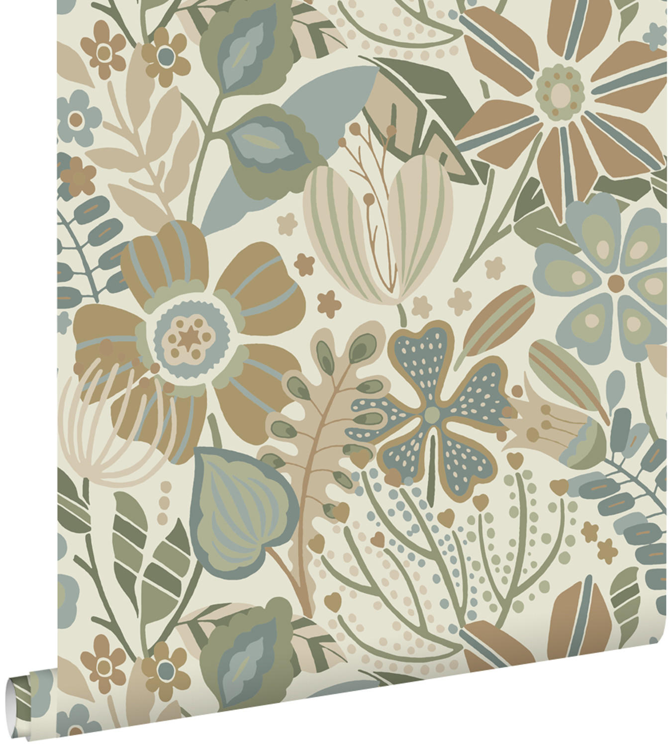TAPETE Blumenmuster 53 cm x 10.05 m - Grün, Papier (53/1000cm) - ESTAhome