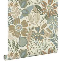 TAPETE Blumenmuster 53 cm x 10.05 m - Grün, Papier (53/1000cm) - ESTAhome