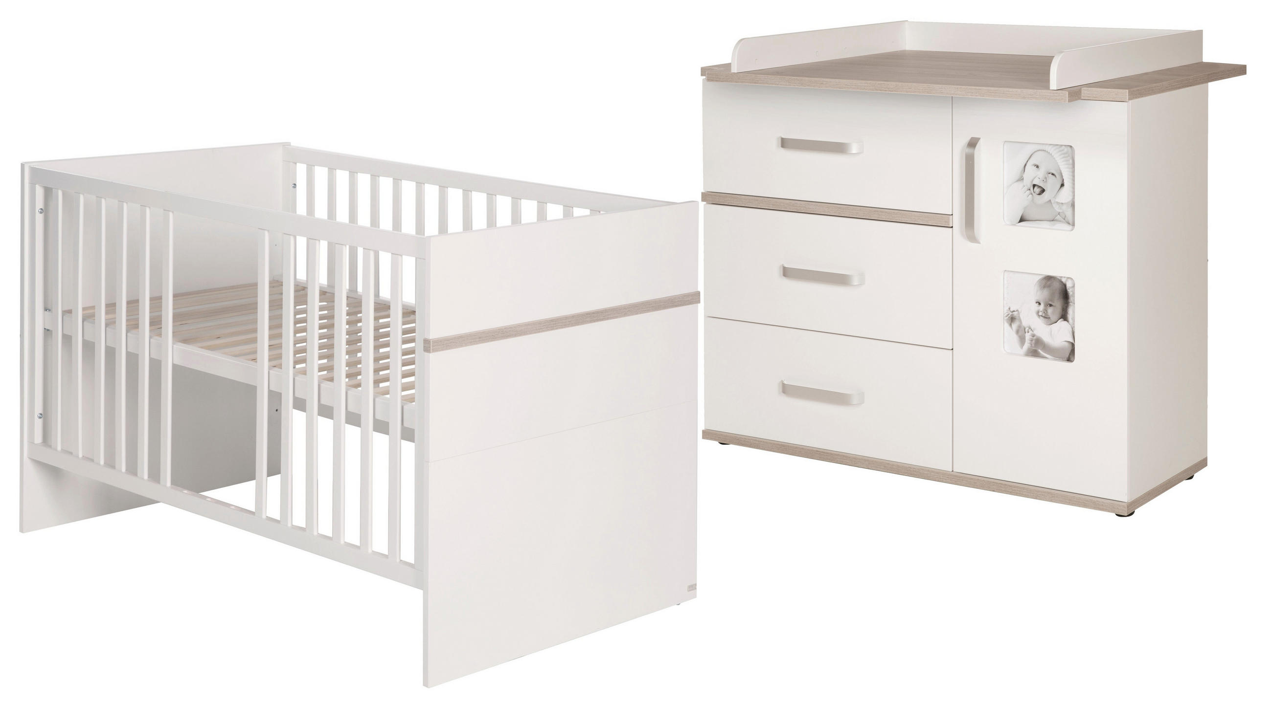 BABYZIMMER-SET Moritz, mit breiter Wickelkommode, 2-teilig - Weiß, Holzwerkstoff (76/81/142.5cm) - Roba